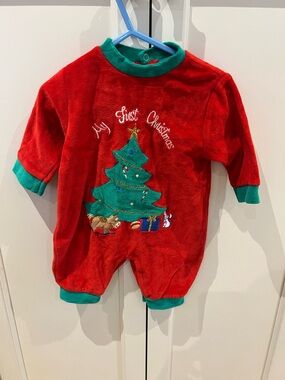 Vintage My first Christmas Holiday One-Piece Romper - 3-6m